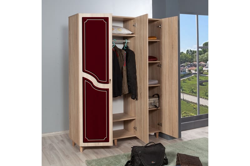 Garderobe Gillberga 135 cm - Brun/Rød - Oppbevaring - Garderober & garderobesystem - Garderobeskap