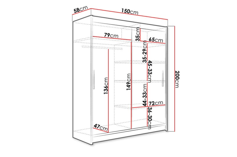 Garderobe Westa 150x58x200 cm - Beige / Hvit - Oppbevaring - Garderober & garderobesystem