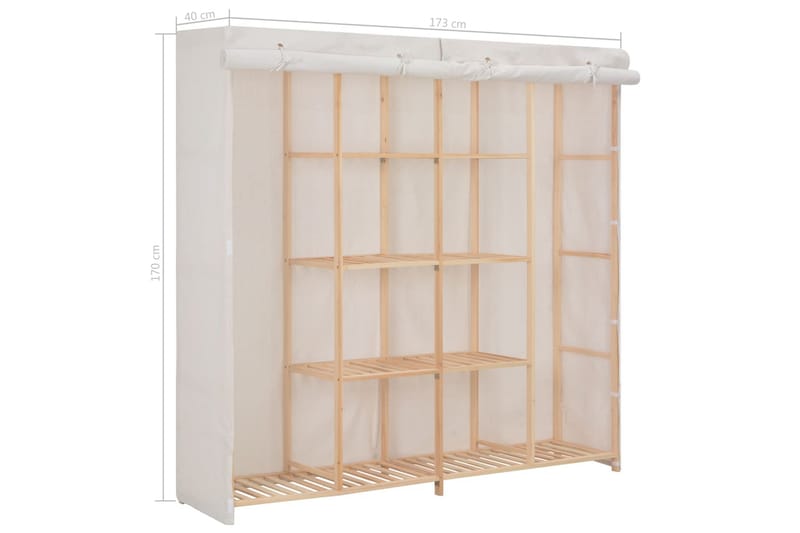 Garderobeskap hvit 173x40x170 cm stoff - Hvit - Oppbevaring - Garderober & garderobesystem