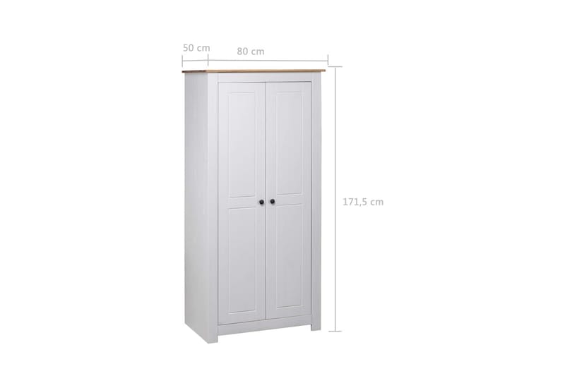 Garderobeskap hvit 80x50x171,5 cm heltre furu Panama Range - Hvit - Oppbevaring - Garderober & garderobesystem