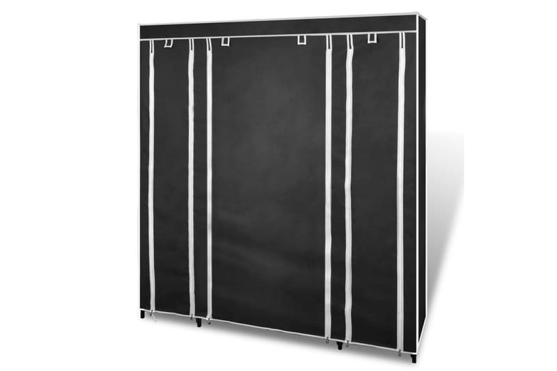 Garderobeskap m. hyller & stenger 45x150x176cm svart stoff - Svart - Oppbevaring - Garderober & garderobesystem