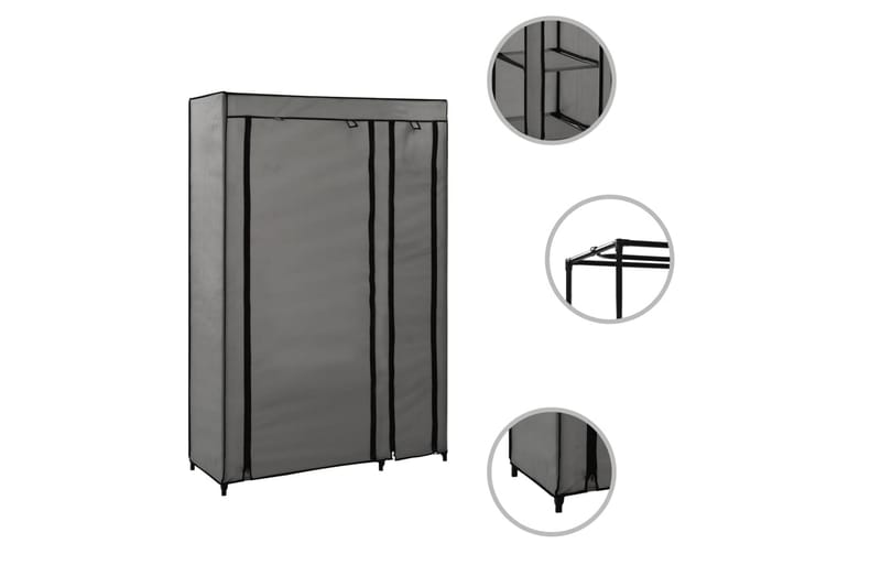 Sammenleggbar garderobe grå 110x45x175 cm stoff - Grå - Oppbevaring - Garderober & garderobesystem