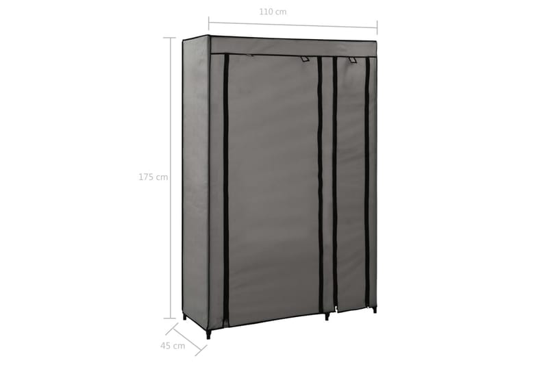 Sammenleggbar garderobe grå 110x45x175 cm stoff - Grå - Oppbevaring - Garderober & garderobesystem