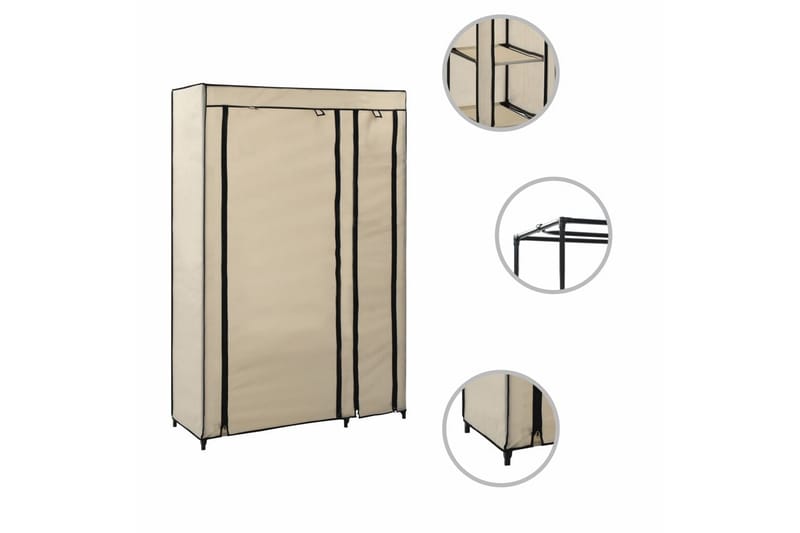 Sammenleggbar garderobe kremfarget 110x45x175 cm stoff - Hvit - Oppbevaring - Garderober & garderobesystem