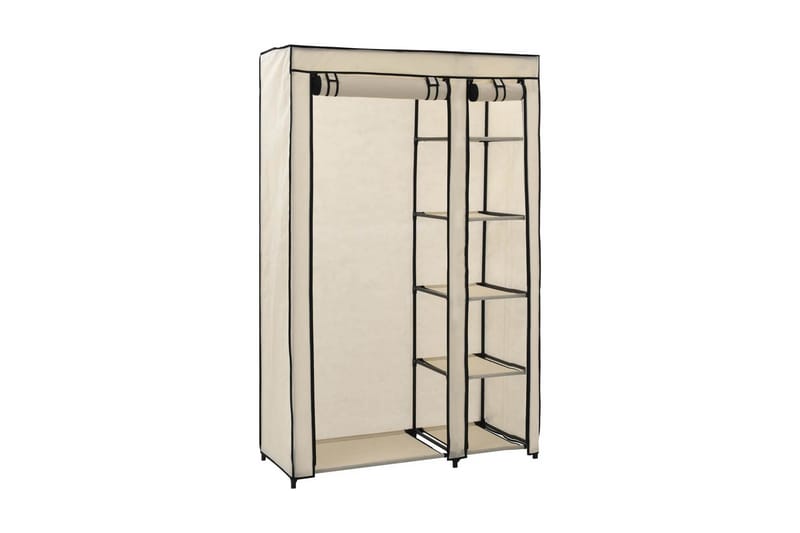 Sammenleggbar garderobe kremfarget 110x45x175 cm stoff - Hvit - Oppbevaring - Garderober & garderobesystem