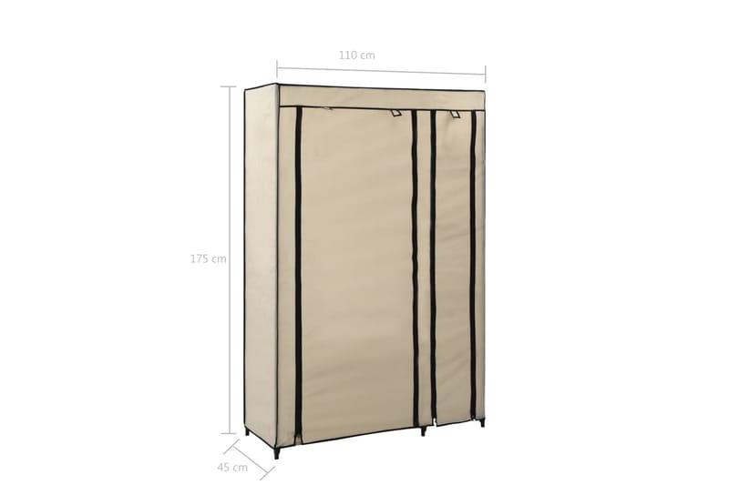 Sammenleggbare garderober 2stk kremfarget 110x45x175cm stoff - Hvit - Oppbevaring - Garderober & garderobesystem