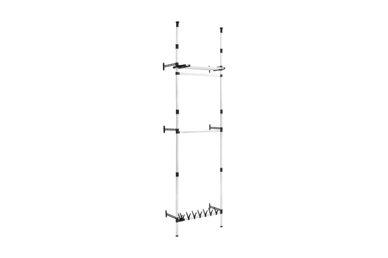 Teleskopisk garderobesystem med stenger & hylle aluminium - Oppbevaring - Garderober & garderobesystem