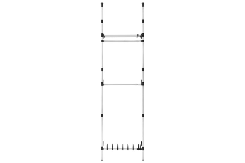 Teleskopisk garderobesystem med stenger & hylle aluminium - Oppbevaring - Garderober & garderobesystem