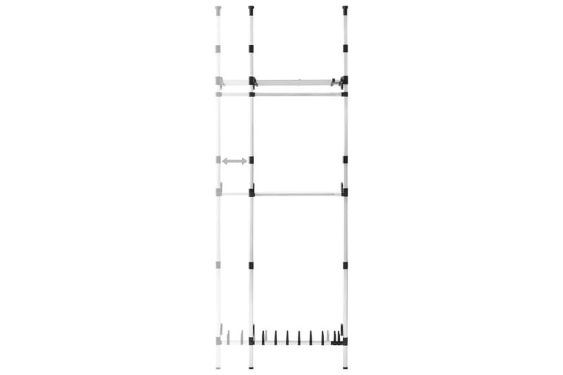 Teleskopisk garderobesystem med stenger & hylle aluminium - Oppbevaring - Garderober & garderobesystem