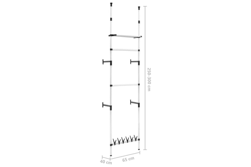 Teleskopisk garderobesystem med stenger & hylle aluminium - Oppbevaring - Garderober & garderobesystem