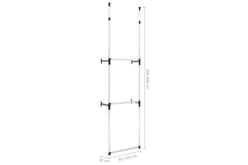 Teleskopisk garderobesystem med stenger aluminium - Oppbevaring - Garderober & garderobesystem