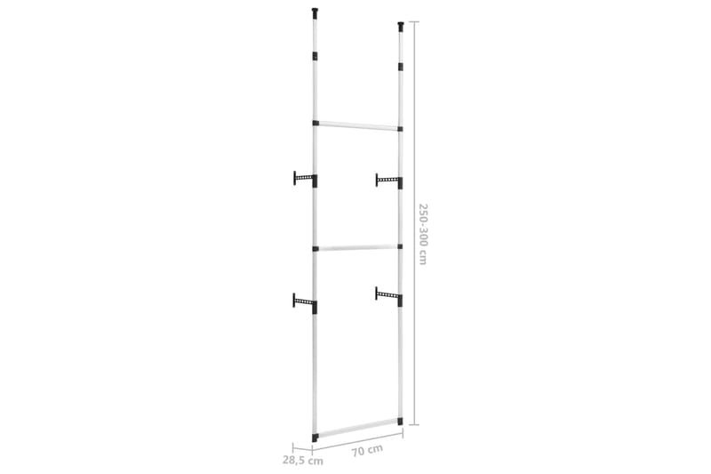 Teleskopisk garderobesystem med stenger aluminium - Oppbevaring - Garderober & garderobesystem