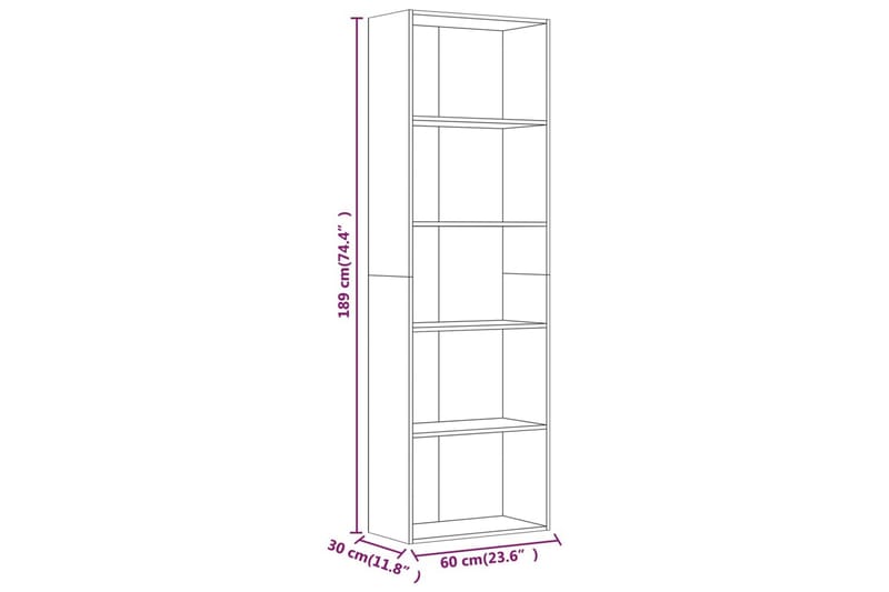 beBasic Bokhylle 5 etasjer grå sonoma 60x30x189 cm konstruert tre - GrÃ¥ - Oppbevaring - Hylle - Bokhylle