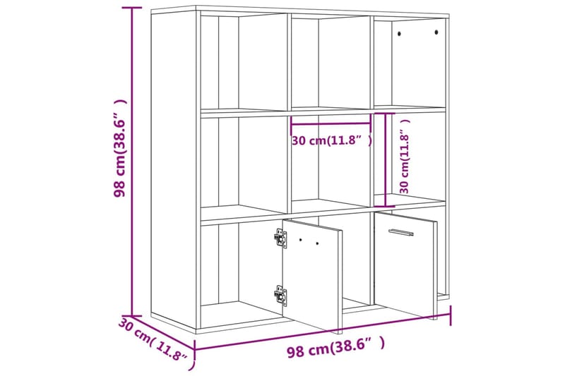 beBasic Bokhylle brun eik 98x30x98 cm - Brun - Oppbevaring - Hylle - Bokhylle