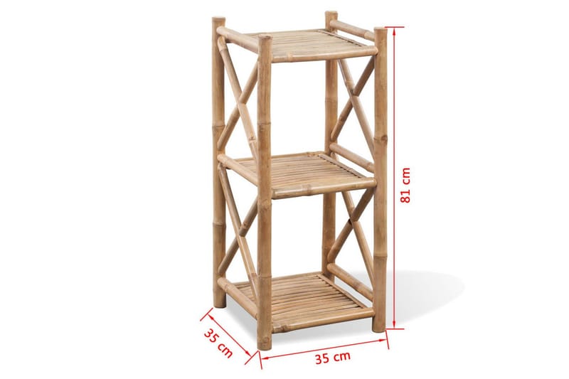 3-lags kvadratisk Hylle i bambus - Brun - Oppbevaring - Hylle - Bokhylle