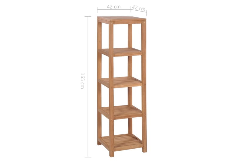 Baderomshylle 4 etasjer heltre teak 42x42x165 cm - Brun - Oppbevaring - Hylle - Bokhylle