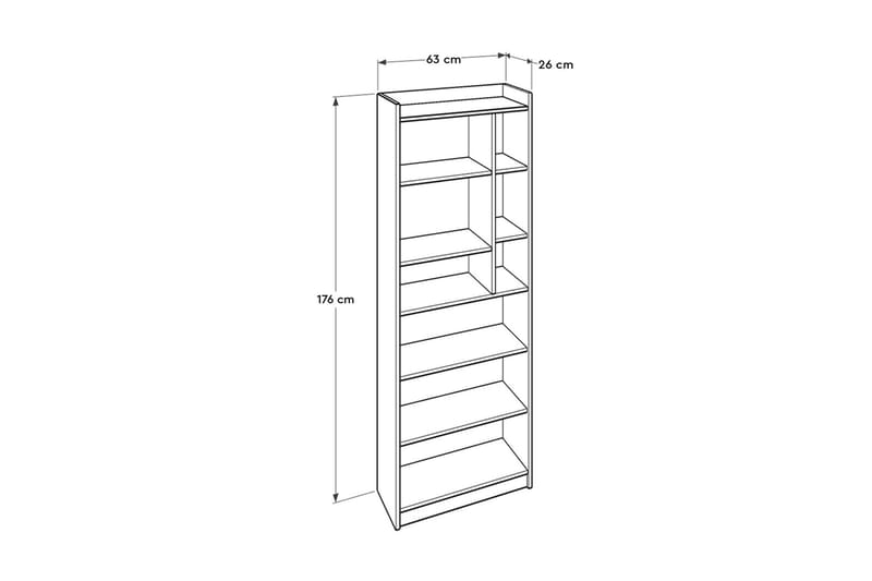 Bokhylle 175x63 cm - Natur/Hvit - Oppbevaring - Hylle - Bokhylle