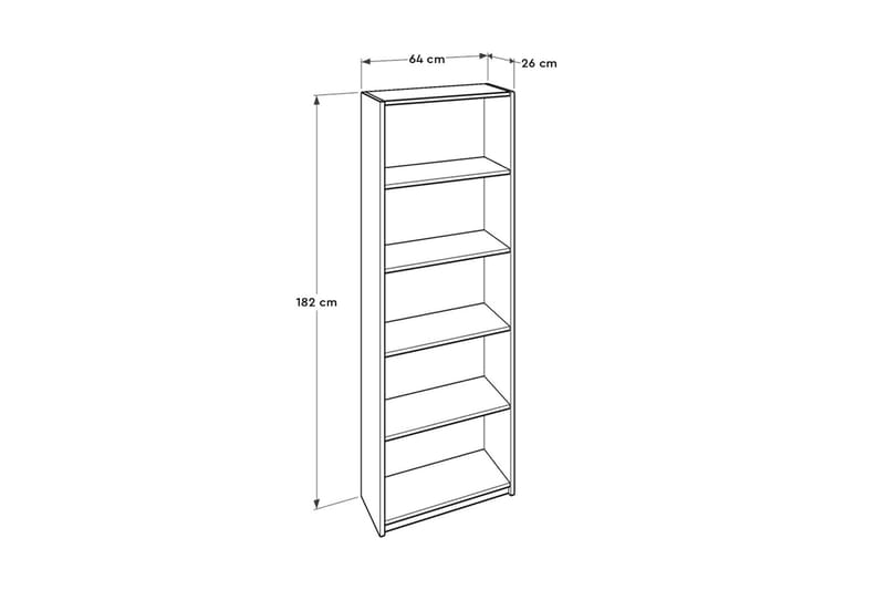 Bokhylle 182x64 cm - Hvit - Oppbevaring - Hylle - Bokhylle