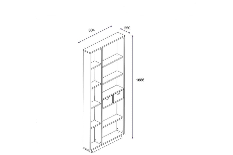 Bokhylle 189x80 cm - Hvit - Oppbevaring - Hylle - Bokhylle