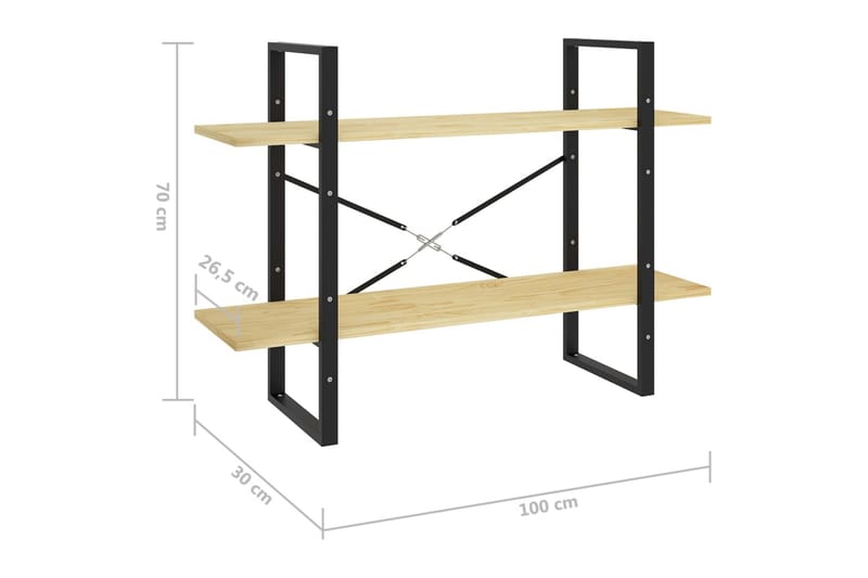 Bokhylle 2 nivåer 100x30x70 cm heltre furu - Brun - Oppbevaring - Hylle - Bokhylle