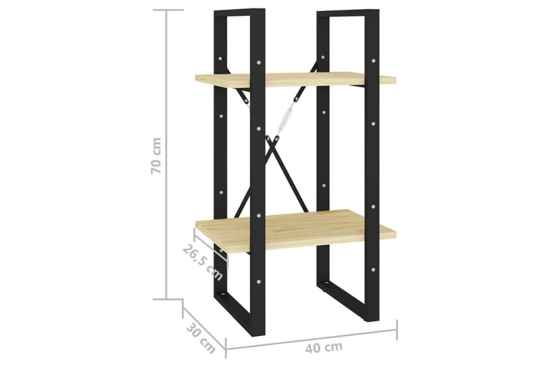 Bokhylle 2 nivåer 40x30x70 cm heltre furu - Brun - Oppbevaring - Hylle - Bokhylle