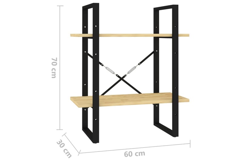 Bokhylle 2 nivåer 60x30x70 cm heltre furu - Brun - Oppbevaring - Hylle - Bokhylle