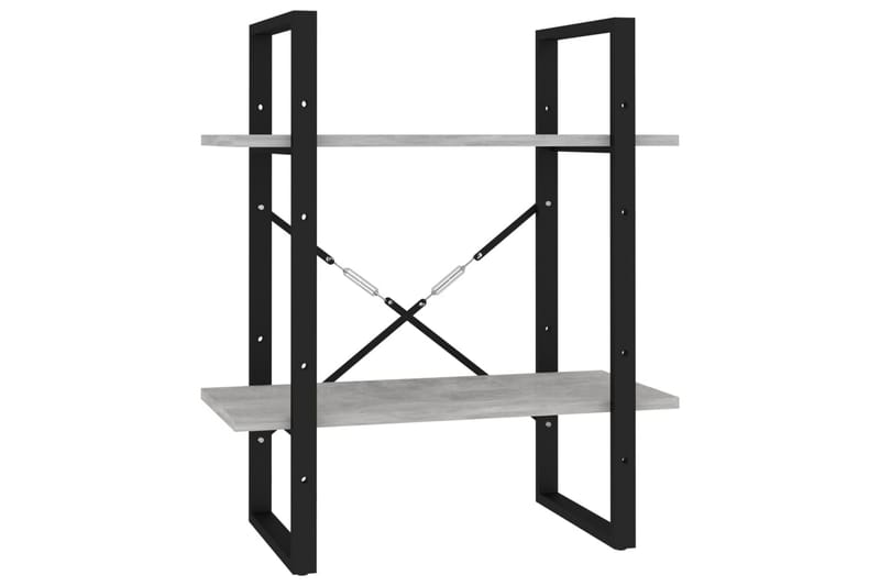 Bokhylle 2 nivåer betonggrå 60x30x70 cm sponplate - Grå - Oppbevaring - Hylle - Bokhylle