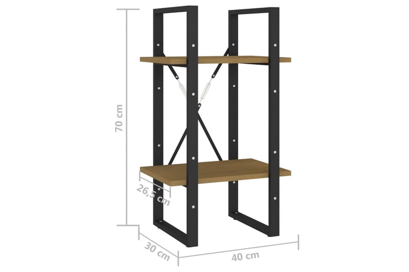 Bokhylle 2 nivåer brun 40x30x70 cm heltre furu - Brun - Oppbevaring - Hylle - Bokhylle