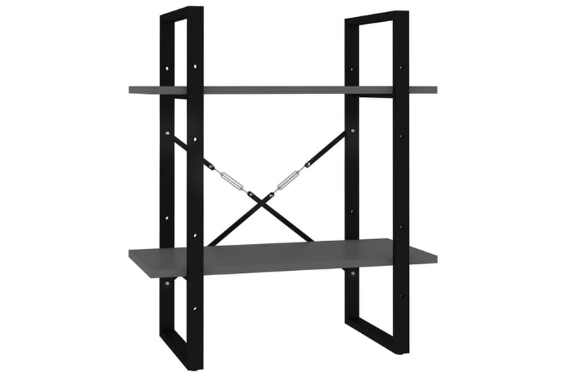 Bokhylle 2 nivåer grå 60x30x70 cm sponplate - Grå - Oppbevaring - Hylle - Bokhylle