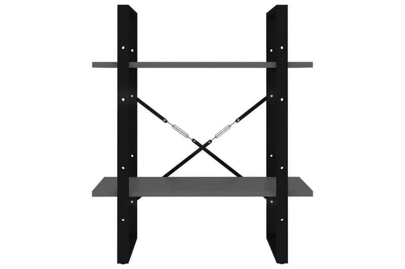 Bokhylle 2 nivåer grå 60x30x70 cm sponplate - Grå - Oppbevaring - Hylle - Bokhylle