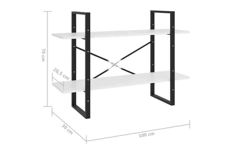 Bokhylle 2 nivåer hvit 100x30x70 cm sponplate - Hvit - Oppbevaring - Hylle - Bokhylle