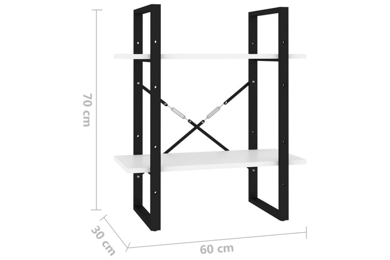 Bokhylle 2 nivåer hvit 60x30x70 cm sponplate - Hvit - Oppbevaring - Hylle - Bokhylle