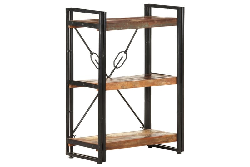 Bokhylle 3 etasjer 60x30x80 cm gjenvunnet heltre - Flerfarget - Oppbevaring - Hylle - Bokhylle