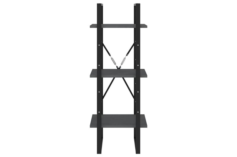 Bokhylle 3 nivåer grå 40x30x105 cm heltre furu - Grå - Oppbevaring - Hylle - Bokhylle