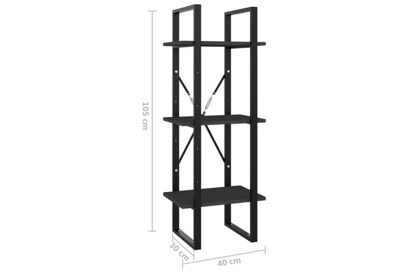 Bokhylle 3 nivåer grå 40x30x105 cm sponplate - Grå - Oppbevaring - Hylle - Bokhylle