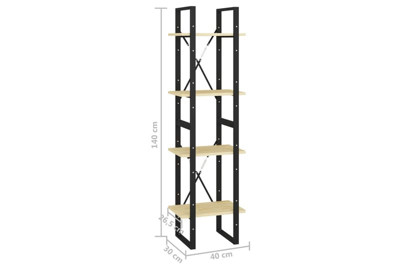 Bokhylle 4 nivåer 40x30x140 cm heltre furu - Brun - Oppbevaring - Hylle - Bokhylle