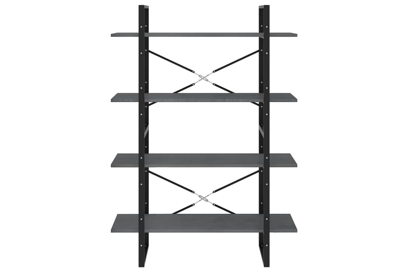 Bokhylle 4 nivåer grå 100x30x140 cm heltre furu - Grå - Oppbevaring - Hylle - Bokhylle