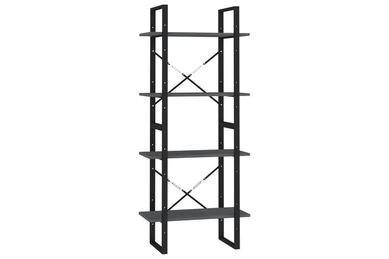 Bokhylle 4 nivåer grå 60x30x140 cm heltre furu - Grå - Oppbevaring - Hylle - Bokhylle