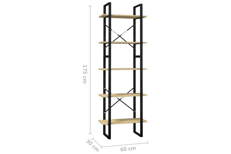 Bokhylle 5 nivåer 60x30x175 cm furu - Brun - Oppbevaring - Hylle - Bokhylle