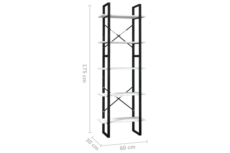 Bokhylle 5 nivåer 60x30x175 cm furu hvit - Hvit - Oppbevaring - Hylle - Bokhylle