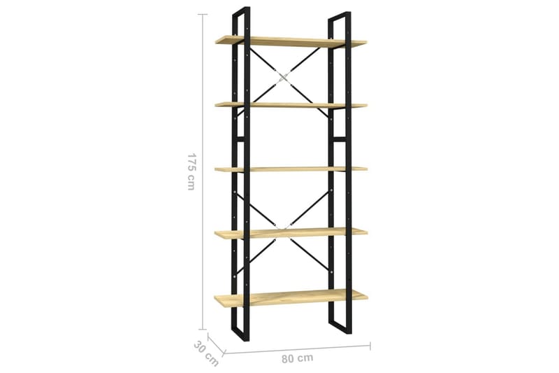 Bokhylle 5 nivåer 80x30x175 cm furu - Brun - Oppbevaring - Hylle - Bokhylle