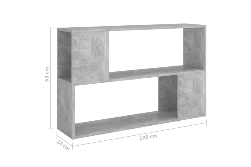 Bokhylle betonggrå 100x24x63 cm sponplate - Grå - Oppbevaring - Hylle - Bokhylle