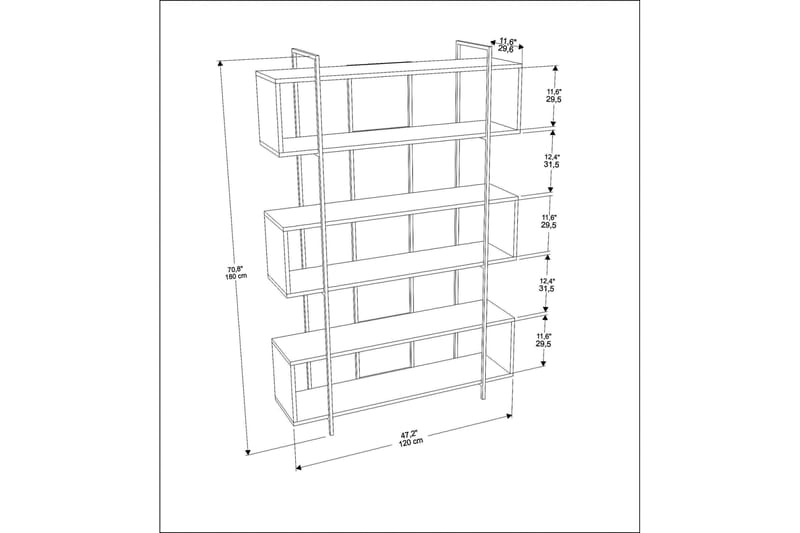 Bokhylle Bruti 120 cm - Hvit - Oppbevaring - Hylle - Bokhylle