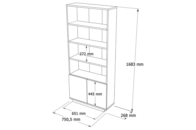 Bokhylle Calrin 77,5 cm - Brun/Hvit - Oppbevaring - Hylle - Bokhylle