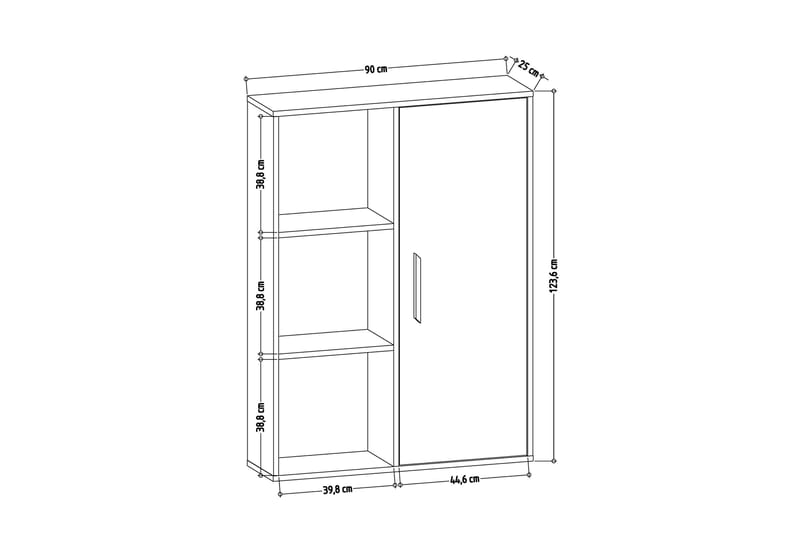 Bokhylle Crecora 90x25 cm - Hvit - Oppbevaring - Hylle - Bokhylle