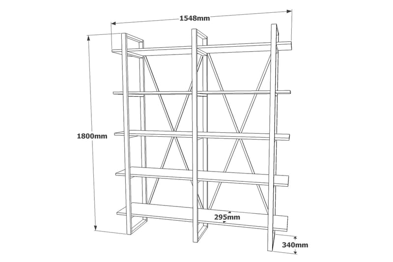 Bokhylle Dewat 34x155 cm - Teak - Oppbevaring - Hylle - Bokhylle