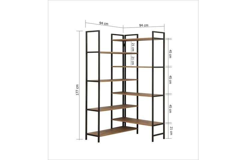 Bokhylle Edra 94 cm - Brun/Svart - Oppbevaring - Hylle - Bokhylle