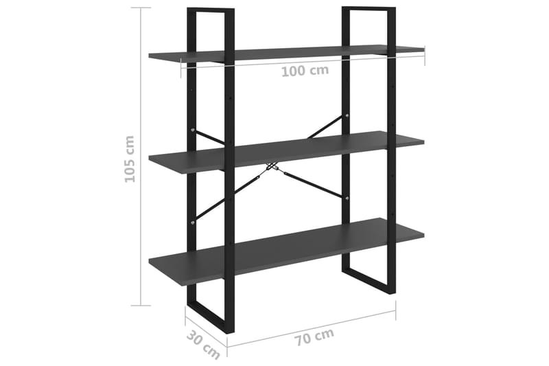 Bokhylle grå 100x30x105 cm sponplate - Grå - Oppbevaring - Hylle - Bokhylle