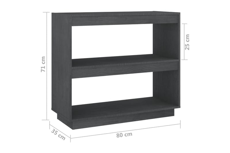 Bokhylle grå 80x35x71 cm heltre furu - Grå - Oppbevaring - Hylle - Bokhylle