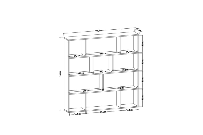 Bokhylle Hodbi 145x25 cm - Eik - Oppbevaring - Hylle - Bokhylle